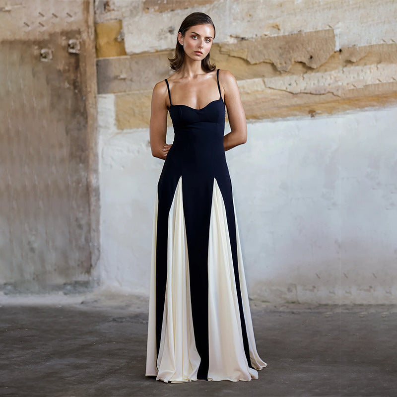 Women's B\W Color Contrast Sling Dress