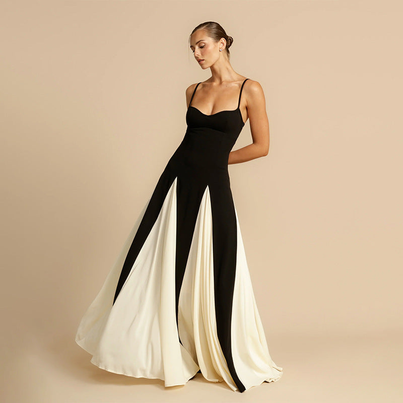 Women's B\W Color Contrast Sling Dress