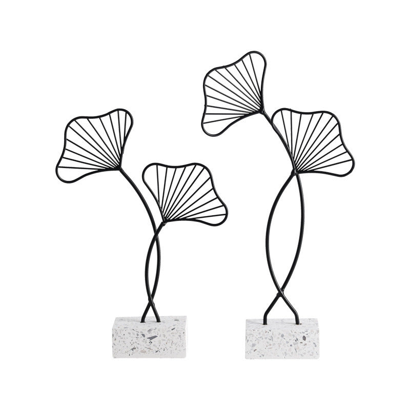 Golden Ginkgo Leaf Wrought Iron Ornaments