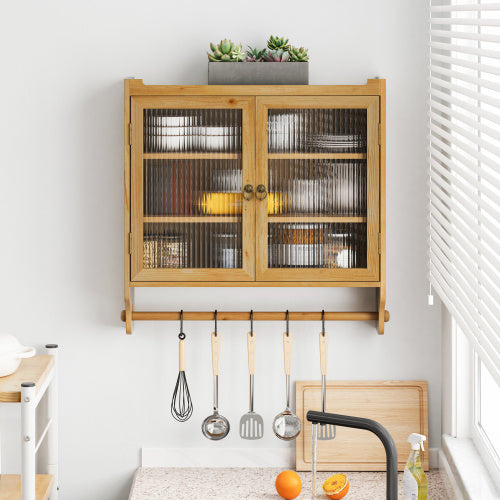Vintage Double Door Glass Door Kitchen Cabinet