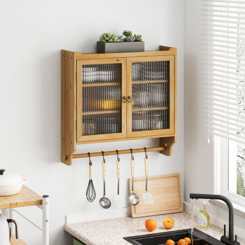 Vintage Double Door Glass Door Kitchen Cabinet