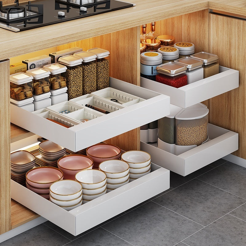 Double Layer Kitchen Drawer-styled Pull-out Cabinet