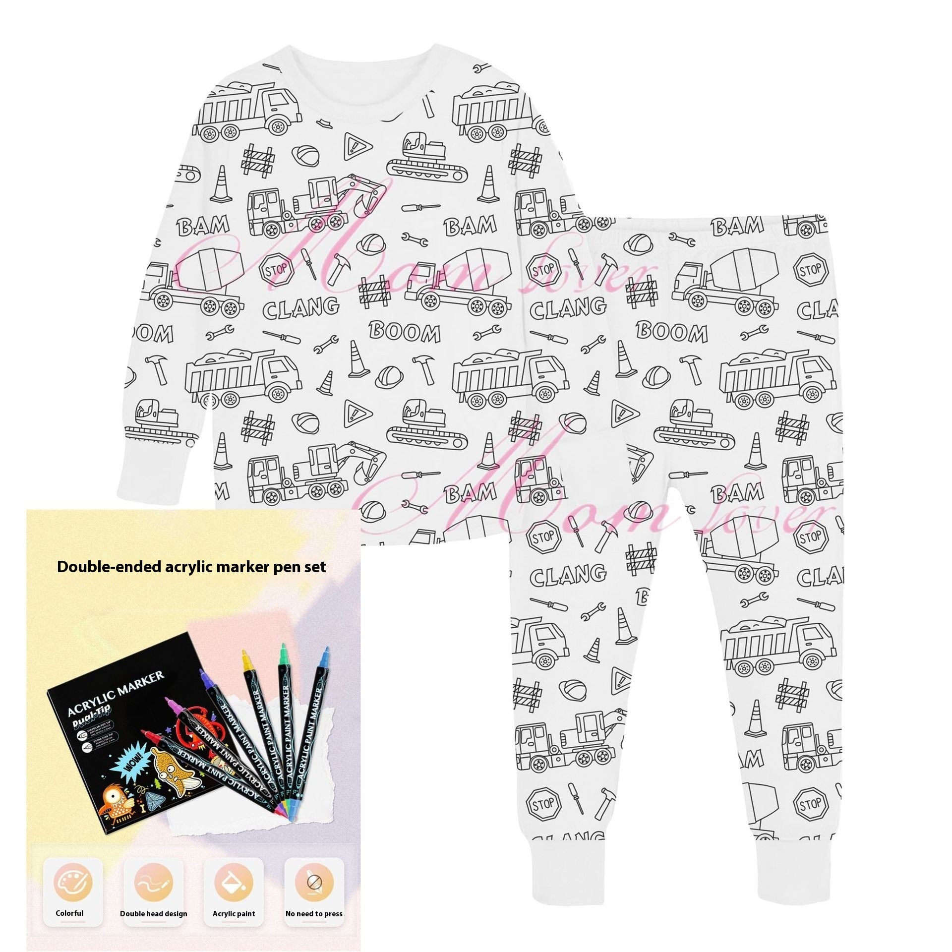 DIY Hand-painted Graffiti Kids Pajamas Suit