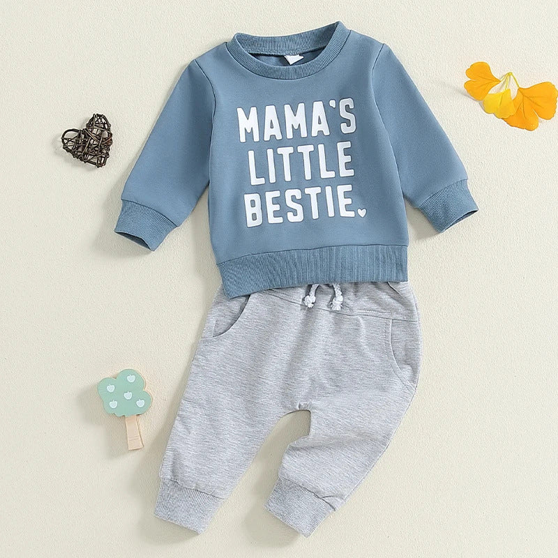 Round Neck Letter Print Sweatshirt & Trousers Set