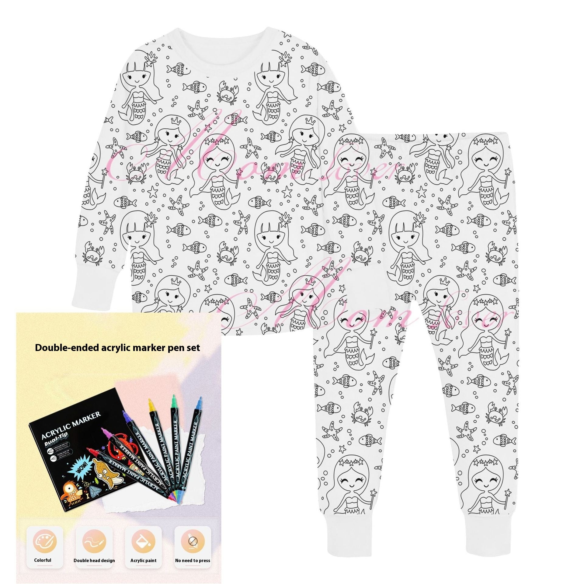 DIY Hand-painted Graffiti Kids Pajamas Suit