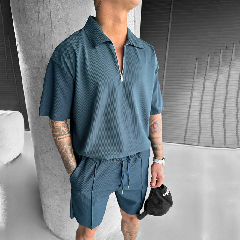 Men's Casual Drawstring Shorts Set
