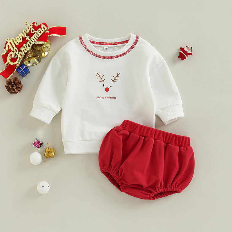 Long-Sleeved Reindeer Top & Pants Set