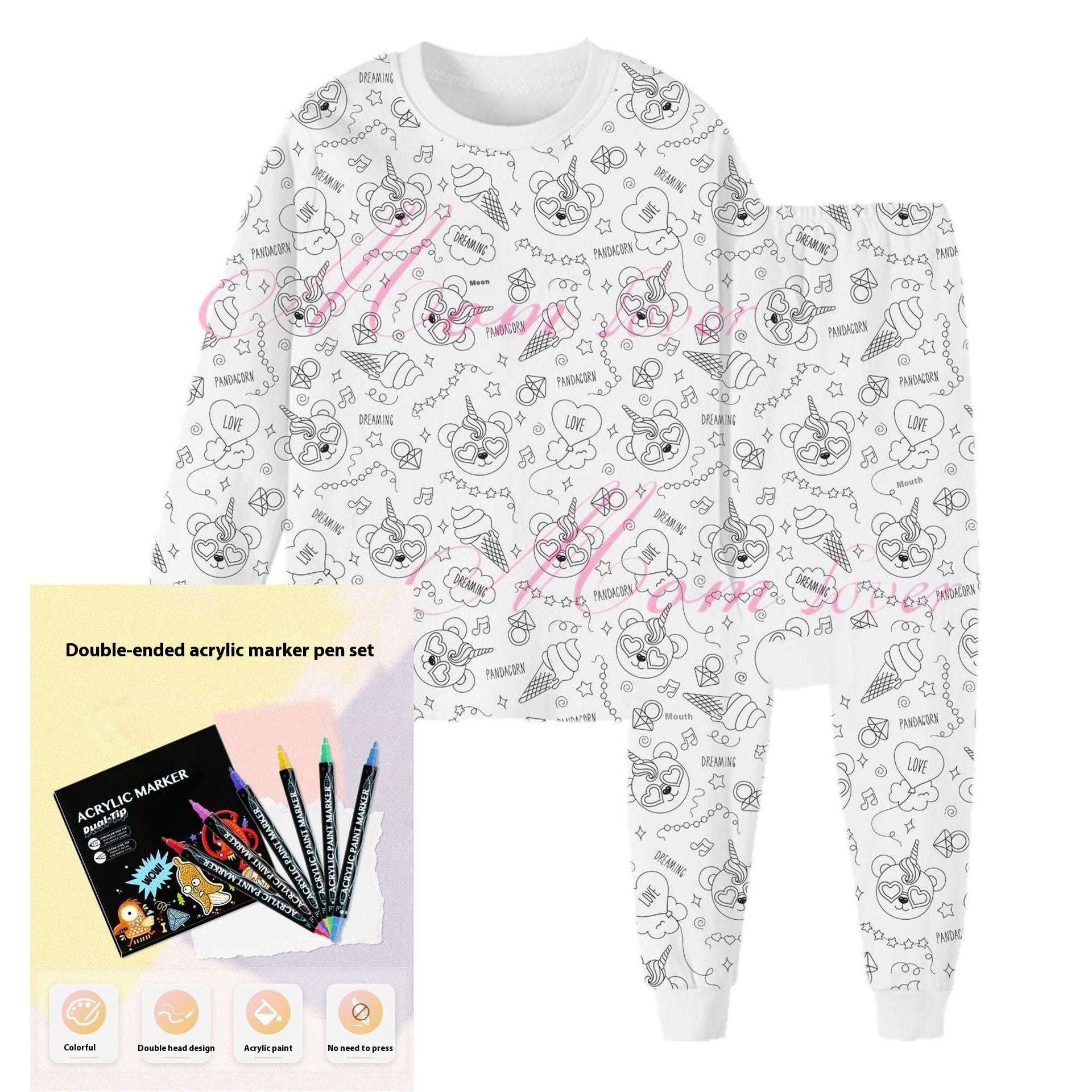 DIY Hand-painted Graffiti Kids Pajamas Suit