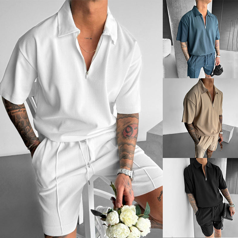 Men's Casual Drawstring Shorts Set