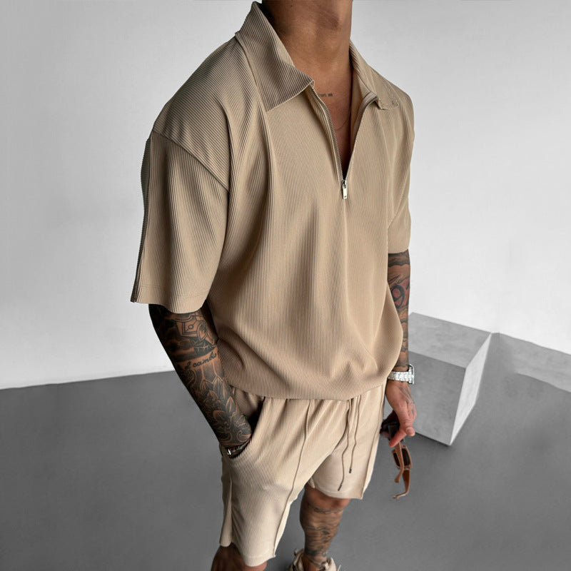 Men's Casual Drawstring Shorts Set