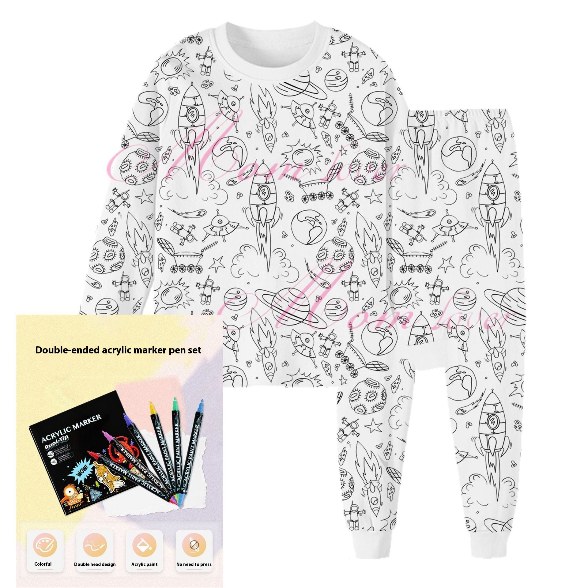 DIY Hand-painted Graffiti Kids Pajamas Suit