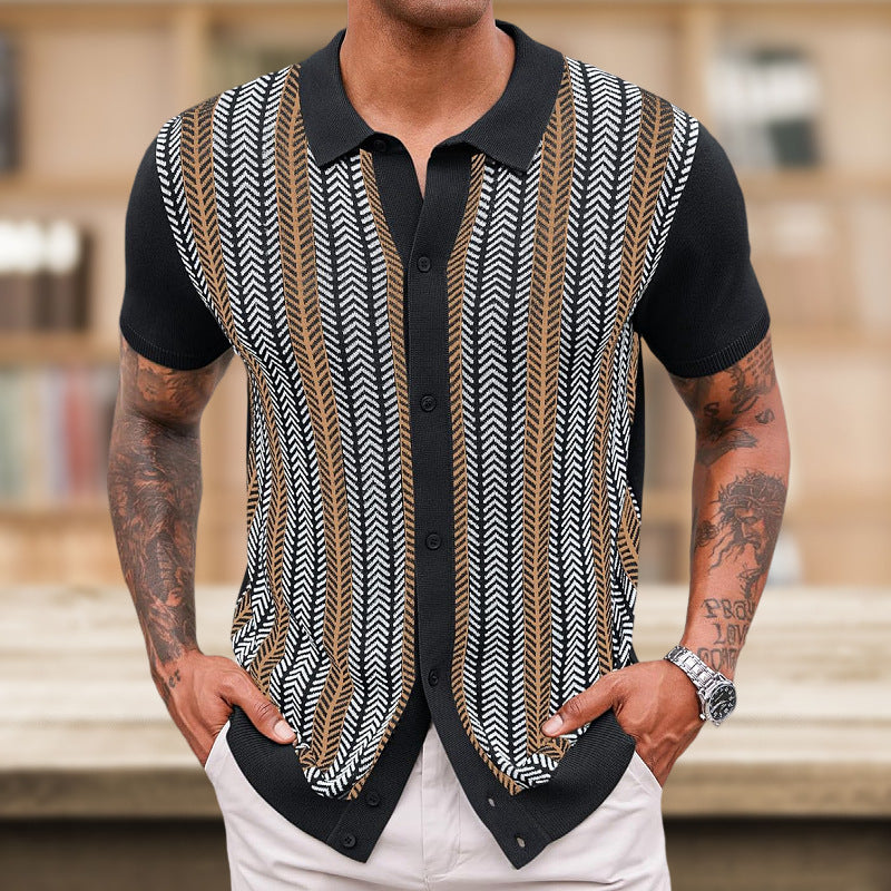 Casual Men's Striped Jacquard Sweat-Shirt