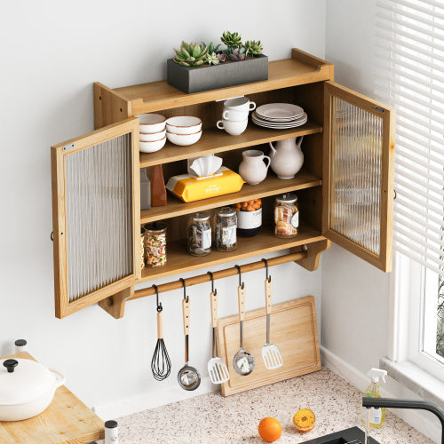 Vintage Double Door Glass Door Kitchen Cabinet - U’rGstore