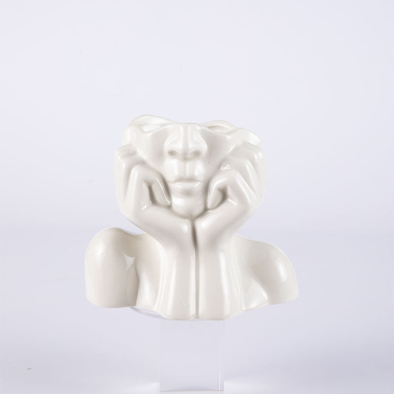 Ceramic Face Sculpture Flower Vase