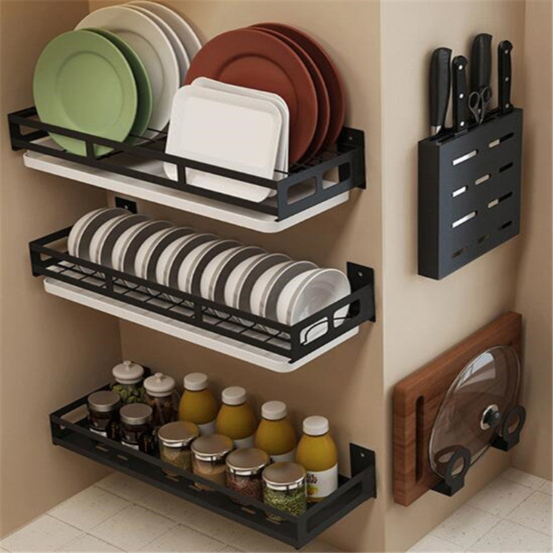 Black Dish Drain Kitchen Organizer Rack