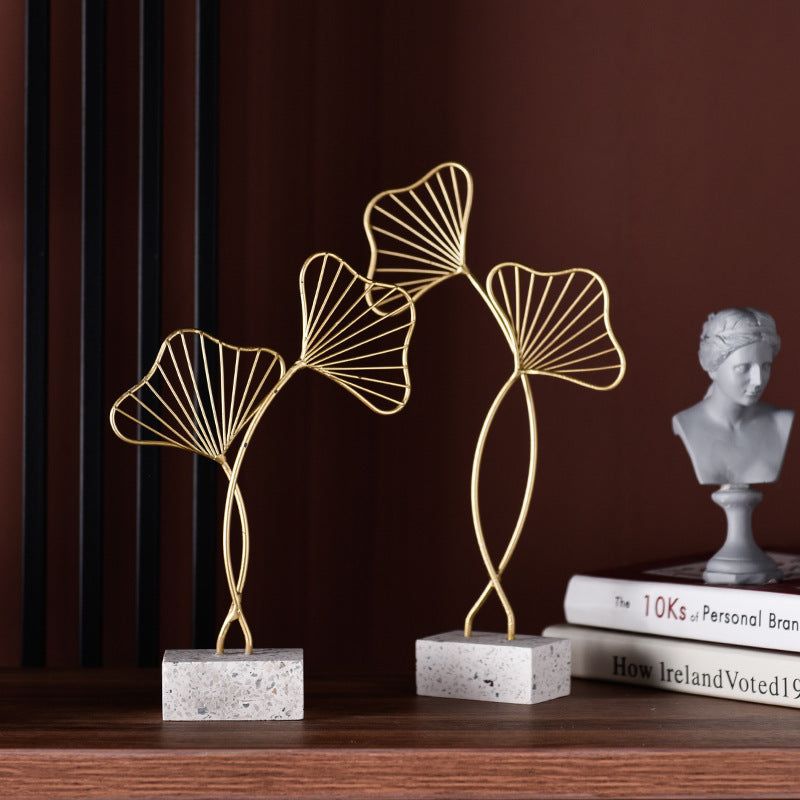 Golden Ginkgo Leaf Wrought Iron Ornaments