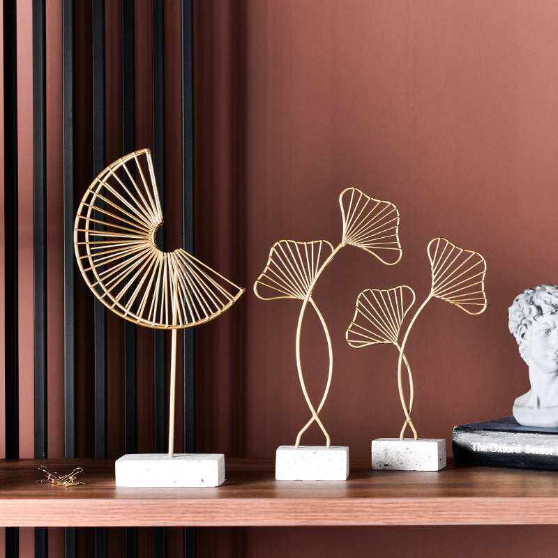 Golden Ginkgo Leaf Wrought Iron Ornaments