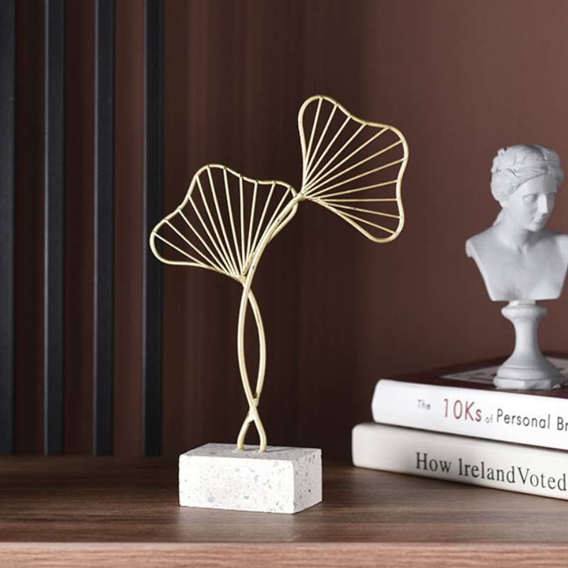 Golden Ginkgo Leaf Wrought Iron Ornaments