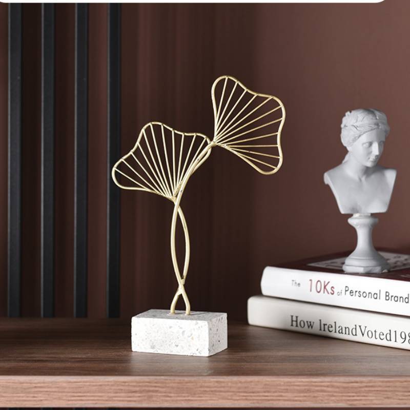 Golden Ginkgo Leaf Wrought Iron Ornaments