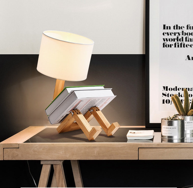 Creative Wooden Book Holder Table Lamp