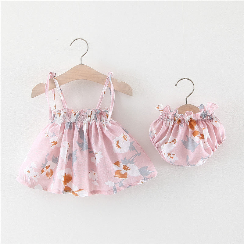 3 Pcs Flower Printed Sleeveless Suit