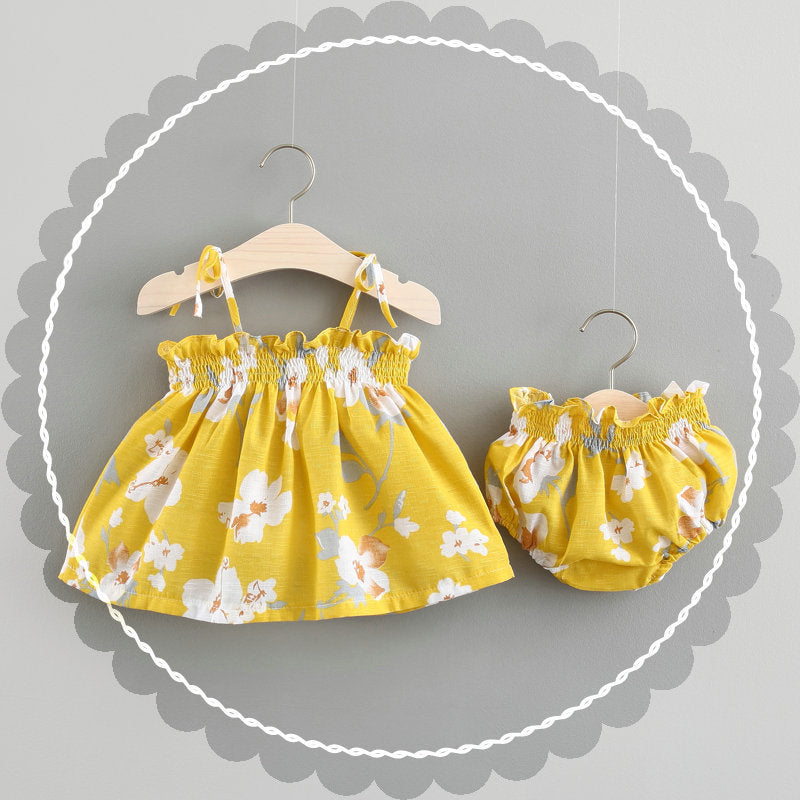 3 Pcs Flower Printed Sleeveless Suit