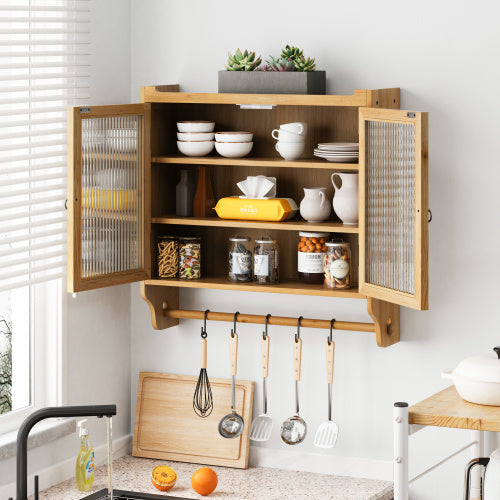 Vintage Double Door Glass Door Kitchen Cabinet - U’rGstore