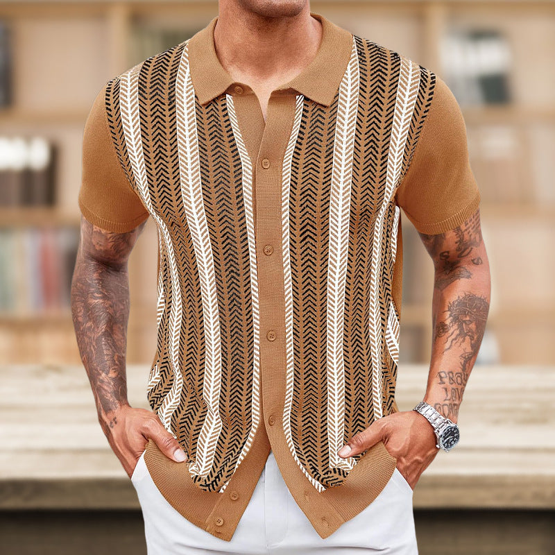 Casual Men's Striped Jacquard Sweat-Shirt