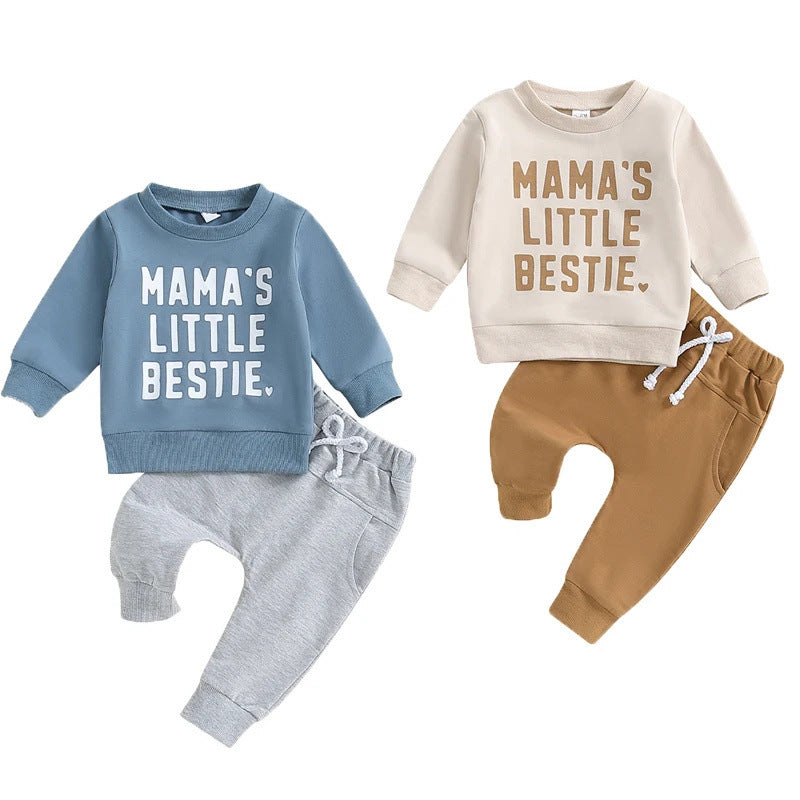 Round Neck Letter Print Sweatshirt & Trousers Set