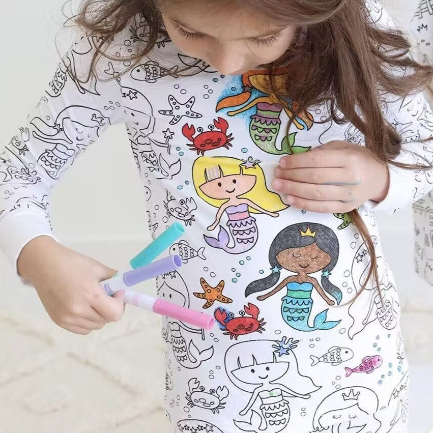 DIY Hand-painted Graffiti Kids Pajamas Suit