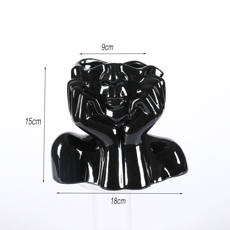Ceramic Face Sculpture Flower Vase