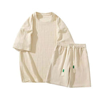 2-Pc Waffle Loose Short-sleeved Men's Set
