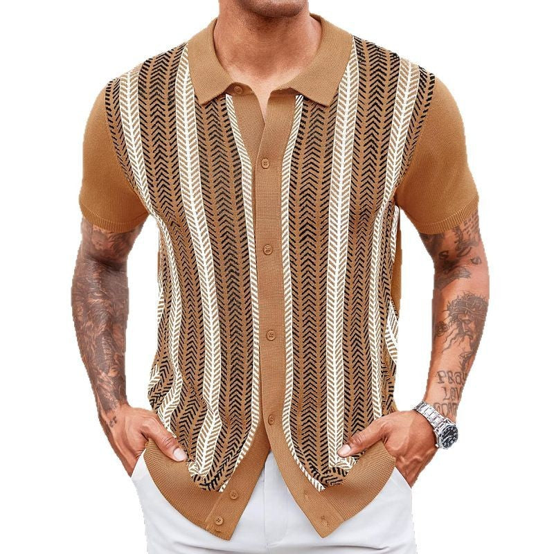 Casual Men's Striped Jacquard Sweat-Shirt