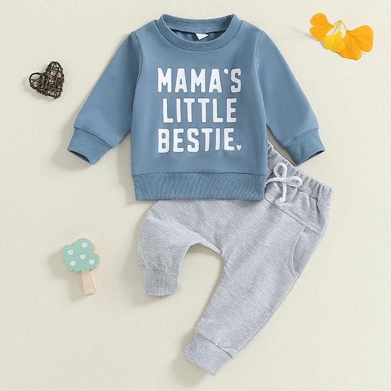 Round Neck Letter Print Sweatshirt & Trousers Set