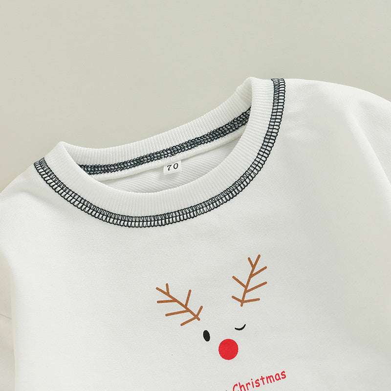 Long-Sleeved Reindeer Top & Pants Set