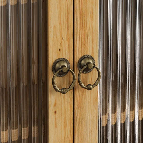 Vintage Double Door Glass Door Kitchen Cabinet